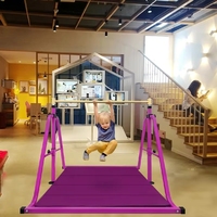 Équipement de gymnastique pour enfants réglable en hauteur, entraînement à domicile, barre de gymnastique pliable avec tapis et anneaux