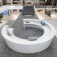 Réception de bureau blanche au design rond personnalisé en finition brillante