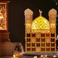 Nicro Creative Artisanat en bois islamique musulman, Décoration 30 jours jusqu'à l'Eid, Ornements de maison en forme de château, Calendrier de l'Avent du Ramadan DIY