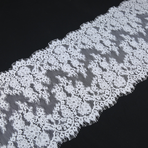 Wholesale Newest 27Cm Width <strong>Lace</strong> <strong>Fabric</strong> Of White Nylon Eyelash Simple Embroidery <strong>Lace</strong> <strong>Fabric</strong> For Curtain - Product Image 1
