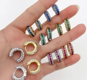 2024 fashion jewelry luxury Zircon hoop Earrings red blue green crystal for women