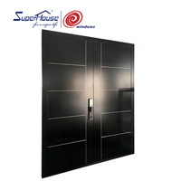 Porte d'entrée commerciale Superhouse NFRC, porte d'entrée en aluminium à double vitrage, porte d'entrée française avec panneau latéral