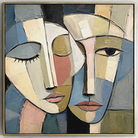 Peinture sur toile texturée abstraite vintage de luxe, portrait de visage, art mural, figurine de femme moderne, décoration suspendue pour hôtel et intérieur de maison