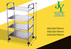 Troli Pengantar Makanan Berkualitas Tinggi 3 Tingkat untuk Dapur, Ruang Makan, Layanan Makanan, Bahan Stainless Steel Komersial dengan Roda - Product Image 4