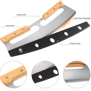 Utensilio de Cocina, Cortador de Pizza de Madera de 14 Pulgadas, Cuchillo de Pizza de Acero Inoxidable - Product Image 2