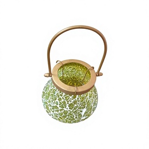 Juego de soporte de vela de fiesta de vidrio de mosaico de vela redonda de vidrio para decoración de hogar y jardín de proveedor indio - Product Image 1