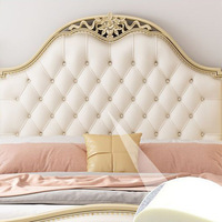 Lit King Size en Bois Massif Style Campagne Américaine, Design Nordique et Chinois Moderne, Tête de Lit Lumineuse Écologique pour Chambre Parentale