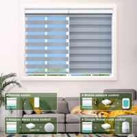 Persianas Enrollables Zebra de Doble Capa, Semiopacas, de Poliéster, con Control Remoto Motorizado, Fáciles de Instalar, con App Inteligente Wifi, Compatibles con Google Alexa