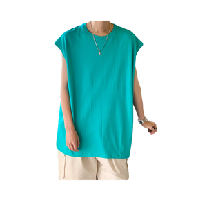 Camiseta sin Mangas de Verano para Hombre, Tejida, 100% Algodón, Talla Grande, Informal, Deportiva, Transpirable, Chaleco Urbano, Personalizable con Estampado Liso - Product Image 4