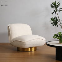 Fauteuil pivotant contemporain minimaliste rembourré de luxe avec base dorée, fauteuil d'appoint en bouclette pour salon