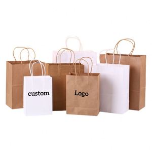 Wholesale Oem Brown Kraft <b>Paper</b> Bag Shopping Gift Food Retail Bag Printed logo Custom <b>Made</b> White Packaging Kraft <b>Paper</b> Bags - Product Image 3