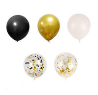 Ensemble de 50 ballons en latex brillant noir, blanc et or de 12 pouces pour décorations d'anniversaire, de mariage et de remise de diplôme