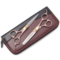 Coffret de 4 ciseaux professionnels japonais 440C pour barbier, ciseaux à effiler et texturiser les cheveux, pour coiffeur, 5.5, 6, 7 pouces, 9105