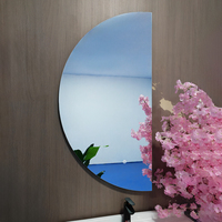 Miroir semi-circulaire rétroéclairé sans cadre à LED mural pour salon, chambre, entrée, salle de bain, décoration intérieure, vente en gros