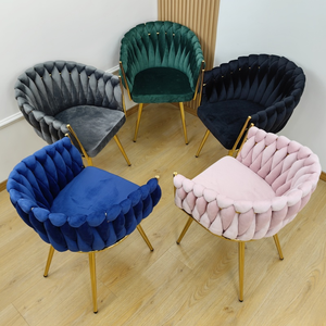 Chaise de Salle à Manger Tissée Bleue en Velours pour Terrasse ou Café, Chaise Longue <span class=keywords><strong>Madame</strong></span> - Product Image 6