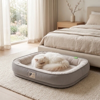 Grand lit pour animaux de compagnie quatre saisons avec fond antidérapant chaud et confortable, 100% coton respirant, lit pour chien luxueux et doux