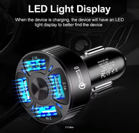 Chargeur de voiture USB 4 en 1 avec lumière LED, charge rapide 12V/24V, QC 3.0 30W, adaptateur TYPE C, fonction Pd 3.0 pour téléphone portable