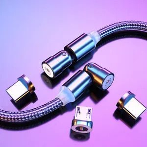 2024 540度旋转USB磁性电缆充电器手机3合1 USB电缆C型微型USB充电电缆磁铁