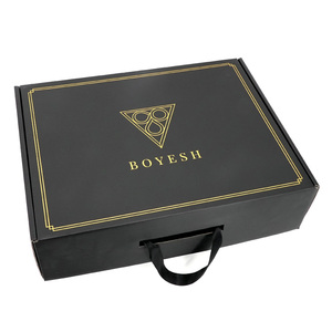 Fashion Clothing Shoe Products <strong>Gift</strong> Packaging <strong>Box</strong> Luxury Custom Gold Logo Black Cardboard <strong>Long</strong> Tall Boots <strong>Box</strong> with Handle - Product Image 3