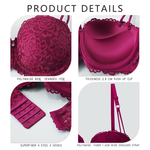 BINNYS nueva llegada <span class=keywords><strong>sujetador</strong></span> y bragas conjuntos <span class=keywords><strong>Push</strong></span>-<span class=keywords><strong>Up</strong></span> Bralettes De Encaje <span class=keywords><strong>Push</strong></span> <span class=keywords><strong>up</strong></span> doble Paaded Underwire Balconette <span class=keywords><strong>sujetador</strong></span> para mujeres - Product Image 4