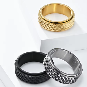 男性のためのレトロなデザインドラゴンスケール不安リングクールなステンレス鋼スネークドラゴンスケールスピナーリングフィジェットリングメンズギフト - Product Image 4