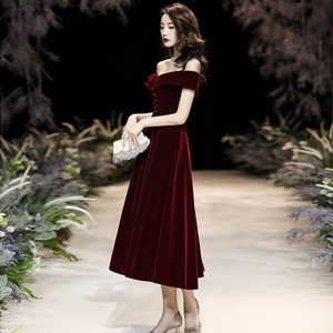 Elegant Prom <strong>Velvet</strong> <strong>Dress</strong> Women <strong>Off</strong> <strong>Shoulder</strong> <strong>Dress</strong> Ball Gown Party <strong>Dress</strong> Evening - Product Image 4
