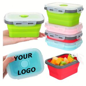 Contenants alimentaires pliables avec couvercles, 4 tailles, en silicone de qualité alimentaire pour camping-car, préparation de repas, petite cuisine, design empilable - Product Image 1