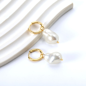 Fashion <b>Stud</b> <b>Earrings</b> White Pearl Circle Shape Stainless Steel For Women Party Jewelry - Product Image 3
