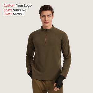 Camiseta Deportiva de Manga Larga para Hombre, Personalizable con Logotipo, Media Cremallera, Tejido de Poliéster, Transpirable y de Secado Rápido - Product Image 1