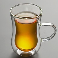 Tasse à café isolée en verre en forme de taille transparente Tasses à double couche Petite taille Drinkware