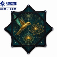 Mouchoir de camping Rave Flow Star en tissu imprimé réactif aux UV de 24 pouces pour activités de plein air