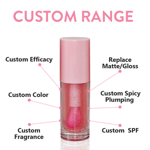 Vente en gros Marque privée Huile pour les lèvres hydratante dodue Vegan Fruit Shimmer Liquid Clear Lip Gloss Glitter Lip Stick Makeup