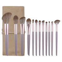 Ensemble professionnel de 12 pinceaux de maquillage crème couleur café, pour fond de teint, fard à paupières, lèvres, incluant des pinceaux angulaires et effilés, outils de beauté portables