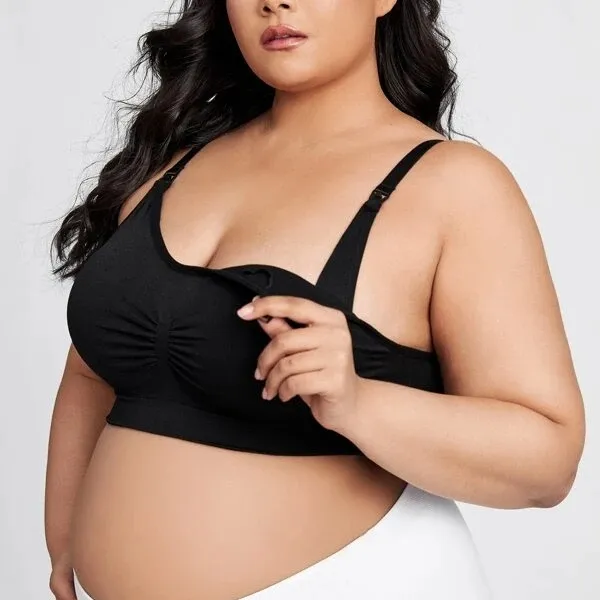 Plus Size High Support Maternity Bra Ruched Bust Comfortable Seamless Breastfeeding Underwear