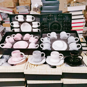 European Light Luxury Ceramic Coffee <b>Cup</b> and Saucer Gift Box Gold Marble Gourd <b>Cup</b> Mini <b>Cup</b> <b>Set</b> - Product Image 3