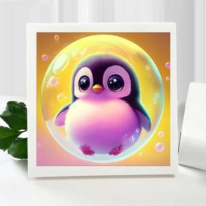 Fabriekspinguïns In Bubble Kleine Tekening 20X20Cm Ronde Diamond Painting Kit 5d Beginners Ambachten Diy Levende Wanddecoratie Cadeau - Product Image 2
