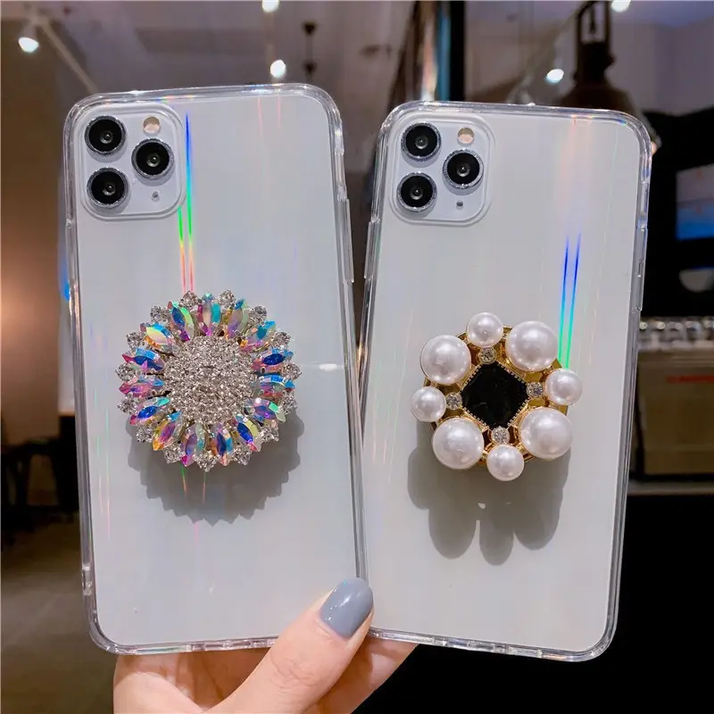 3d Bling Glitter Laser Transparent Aurora Diamond Case For Iphone 13 12 11 X 8 7 Series