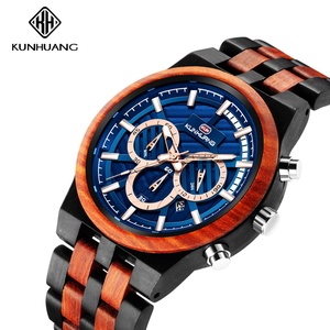 Reloj de Cuarzo de Madera Kunhuang 1018, Relojes de Pulsera de Ébano Natural para Hombre, Cronógrafo, Reloj de Madera - Product Image 2