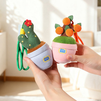 Porte-clés et décoration de sac en forme de plante mignonne et pelucheuse, pendentif amusant en forme de champignon, cactus ou tournesol en pot, pour cadeaux