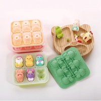 Moule à glaces en silicone en forme de lapin 3D, 6 cavités, pour aliments pour bébés, plateau à crème glacée, moule à glaçons avec couvercle