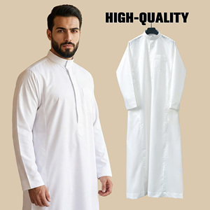 Jubbah Bianca di Alta Qualità, Vendita Diretta dalla Fabbrica di Dubai, Arabia Saudita, <span class=keywords><strong>Abbigliamento</strong></span> Tradizionale Musulmano con Cerniera - Product Image 2