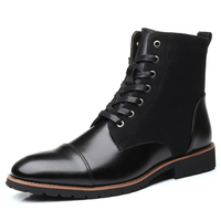 Chaussures chaudes à tige haute pour grandes tailles 47 48, bottes de neige en cuir PU à lacets tendance pour hommes