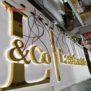 BRANDNEWSIGN Manufacturer Custom 3d Letter Acrylic Metal Backlit Signs For Business Indoor Company Logo Signage Shop Sign