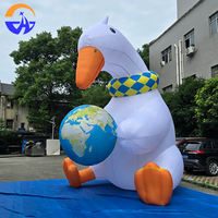 Modèle de canard gonflable géant publicitaire multicolore, ballon animal de 3,6 m de haut en tissu Oxford avec ventilateur intégré, durable et facile à installer
