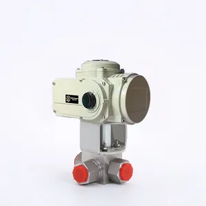 64Mpa 1 1/4inch 110V AC Forged Stainless Steel 316 Electric Actuator High Pressure 3 way T port Motorized electronic Ball Valve