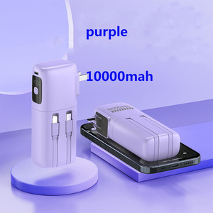 Banco de energía de enchufe de CA plegable de carga rápida 3 en 1, 22,5 W, 10000mAh, pantalla Digital LED, adaptador de pared de viaje, Powerbank, Cables integrados - Product Image 4