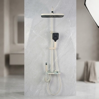 Robinet de douche moderne avec affichage numérique, ensemble de douche mural effet pluie avec 4 fonctions, douche à touches piano pour maisons et hôtels
