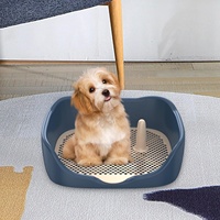 Bac à litière pour chien avec grilles en maille pour l'apprentissage de la propreté des chiots, utilisation en intérieur, garde les pattes et les sols propres, bleu, grand format