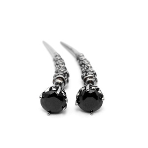 yunnique Spike <b>Stud</b> <b>Earrings</b> <b>Black</b> Zircon Claw Setting Stainless Steel Party Fashion Jewelry - Product Image 1