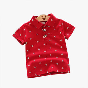 Polo d'été pour enfants, T-shirt à manches courtes en pur coton, motif floral et ancre, pour bébés et tout-petits - Product Image 3